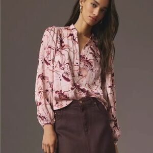 Anthropologie XS Floral Pink Women's Top NWT